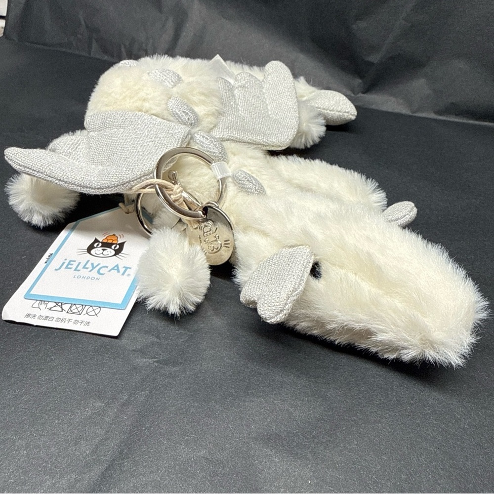 Jellycat Snow Dragon Keychain, NWT, dustbag included.